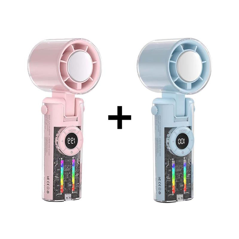 [Summer Offer] Portable Turbo Handheld Fan Multiple Wind Speed Options 3-In-1 Rechargeable with Air Turbo Technology, Foldable Fan for Outdoor Activities, Travelling, Summer Use