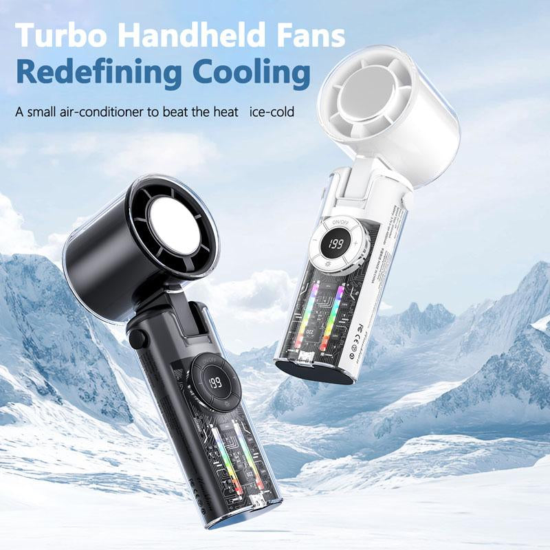 [Summer Offer] Portable Turbo Handheld Fan Multiple Wind Speed Options 3-In-1 Rechargeable with Air Turbo Technology, Foldable Fan for Outdoor Activities, Travelling, Summer Use