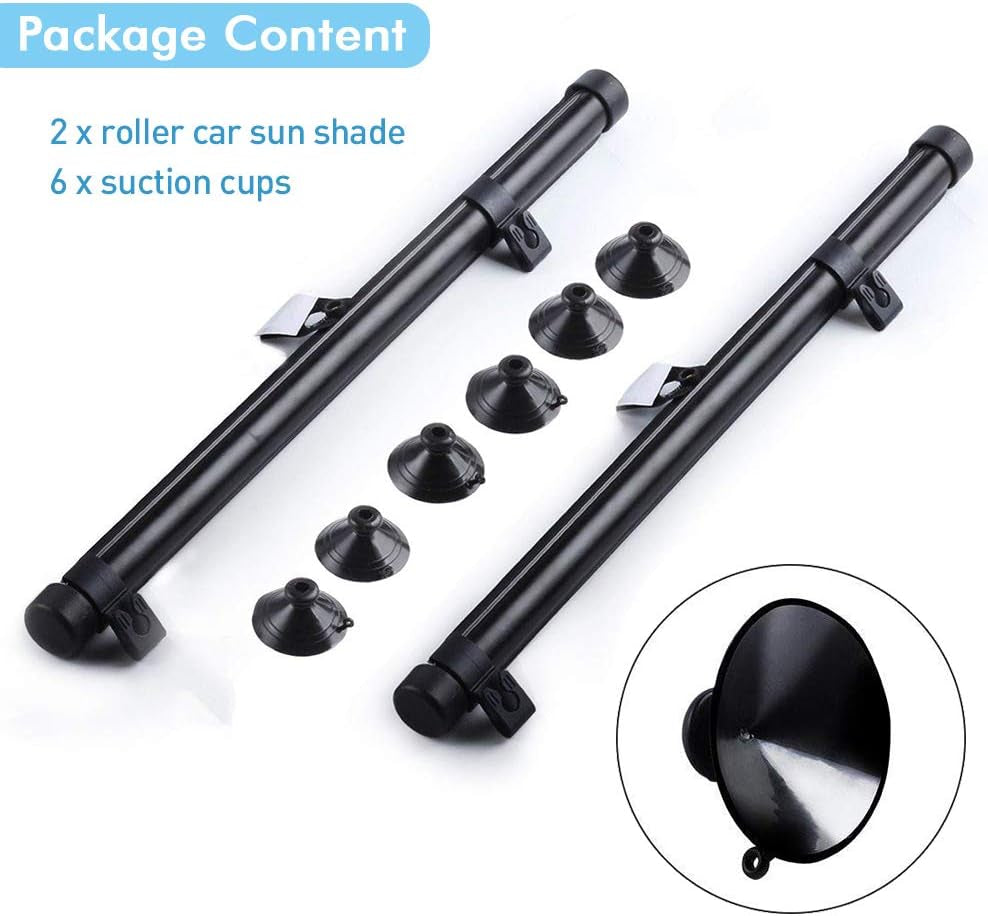 Auto Retractable Roller Sun Shade for Car Window - Block Glare and Heat, 2Pcs