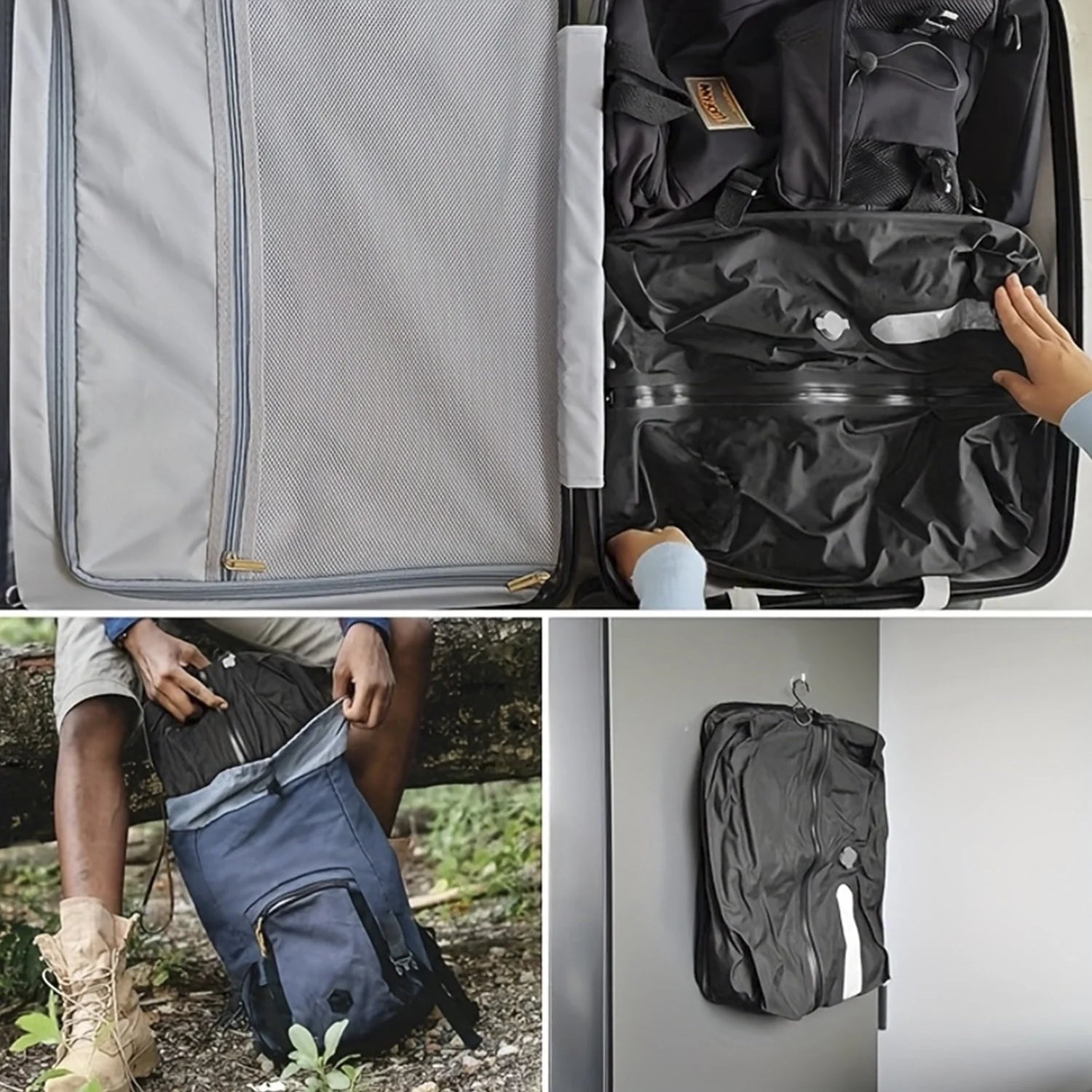 Vacuum Storage Bags for Travel, Reusable Compression Bag with IPX8 Waterproof Zipper, save Space for Suitcase, Backpack and Carry on (Extralarge, No Pump)