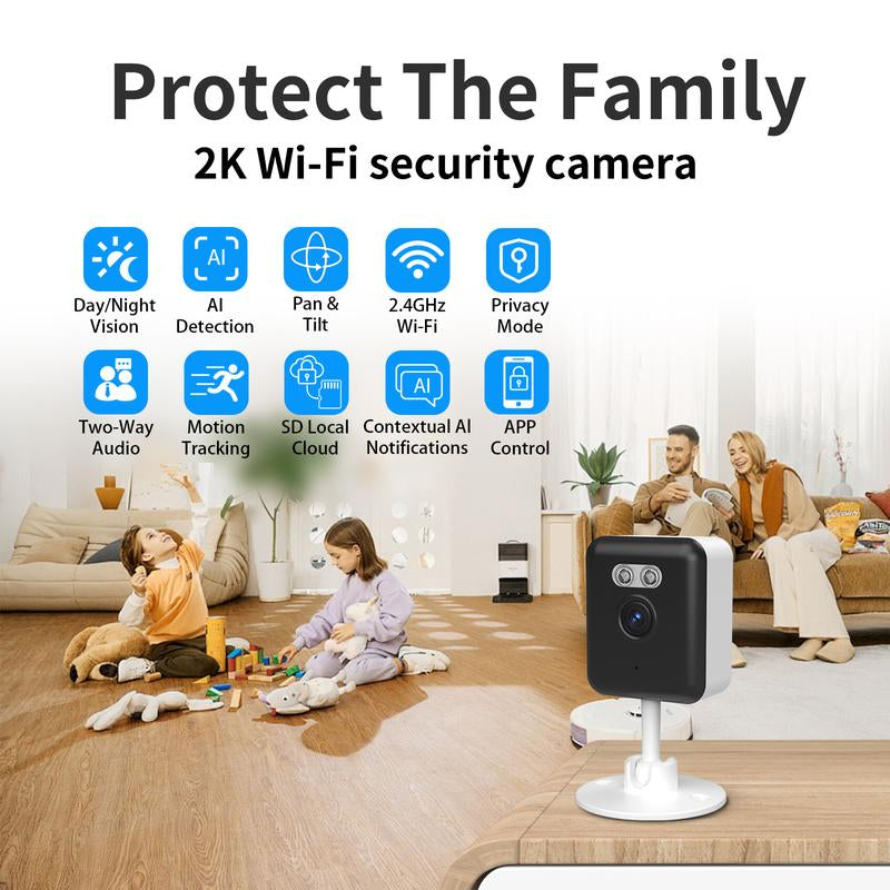 AI Mini Security Indoor Camera 3MP 5G Wifi Camera Support SD Card or Cloud Service Subscription Wifi Security Camera for Baby & Pet Monitor