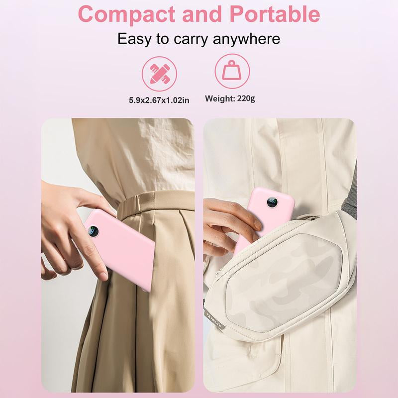 Ultra-Thin 12,000Mah Power Bank with Built-In AC Plug & Cable, USB-C PD20W Fast Charging, LED Digital Display, Portable Charger for Iphone Androi