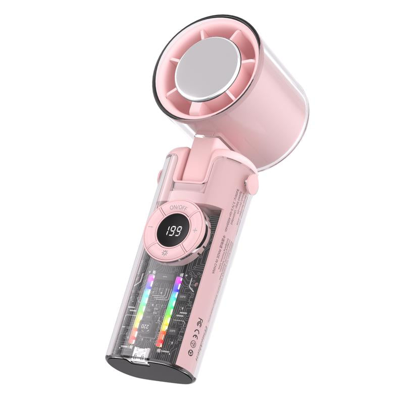 [Summer Offer] Portable Turbo Handheld Fan Multiple Wind Speed Options 3-In-1 Rechargeable with Air Turbo Technology, Foldable Fan for Outdoor Activities, Travelling, Summer Use