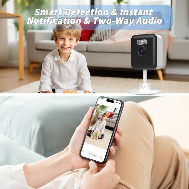 AI Mini Security Indoor Camera 3MP 5G Wifi Camera Support SD Card or Cloud Service Subscription Wifi Security Camera for Baby & Pet Monitor