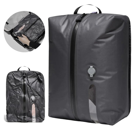 Vacuum Storage Bags for Travel, Reusable Compression Bag with IPX8 Waterproof Zipper, save Space for Suitcase, Backpack and Carry on (Extralarge, No Pump)