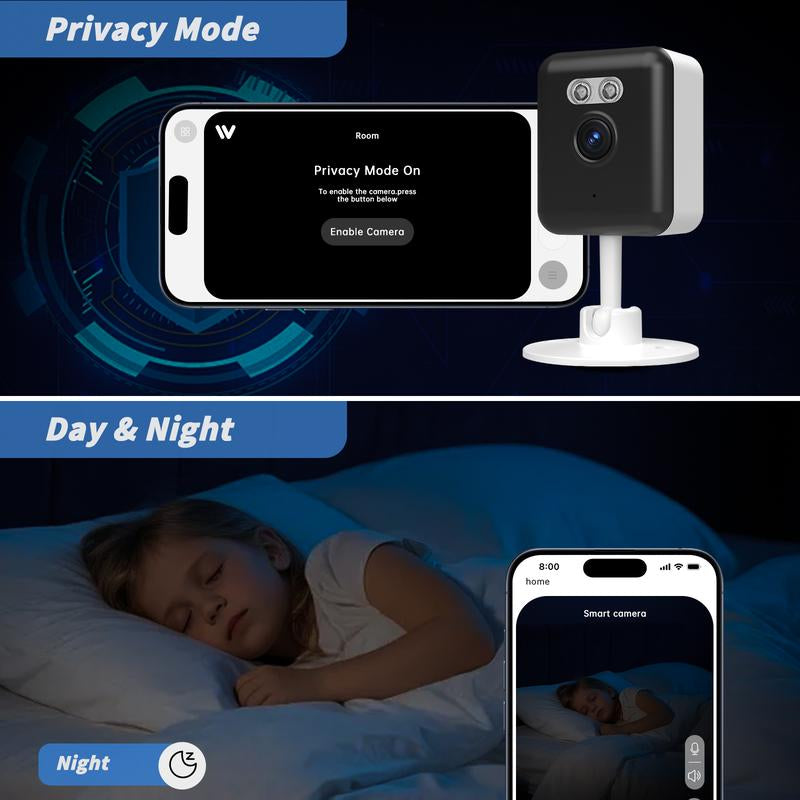 AI Mini Security Indoor Camera 3MP 5G Wifi Camera Support SD Card or Cloud Service Subscription Wifi Security Camera for Baby & Pet Monitor