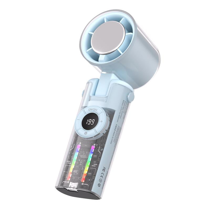 [Summer Offer] Portable Turbo Handheld Fan Multiple Wind Speed Options 3-In-1 Rechargeable with Air Turbo Technology, Foldable Fan for Outdoor Activities, Travelling, Summer Use