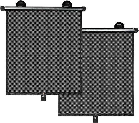 Auto Retractable Roller Sun Shade for Car Window - Block Glare and Heat, 2Pcs