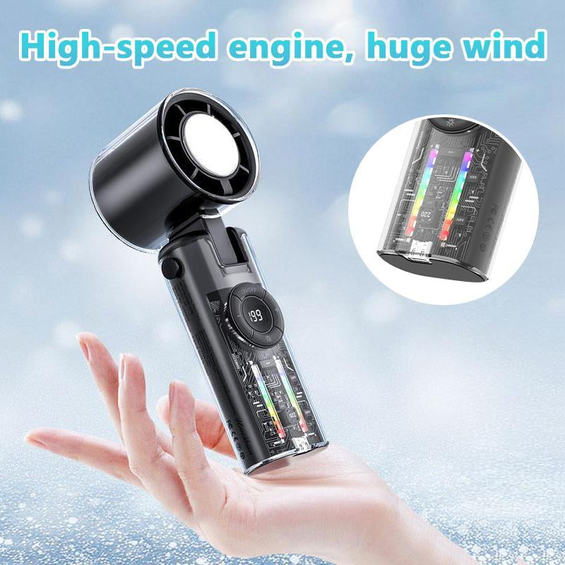 [Summer Offer] Portable Turbo Handheld Fan Multiple Wind Speed Options 3-In-1 Rechargeable with Air Turbo Technology, Foldable Fan for Outdoor Activities, Travelling, Summer Use